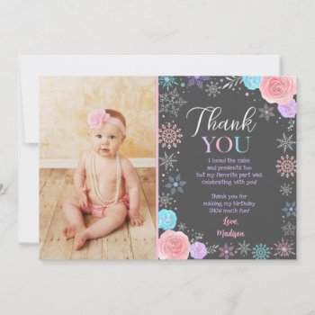 Winter Snowflake Birthday Thank You Cards by SugarPlumPaperie at Zazzle