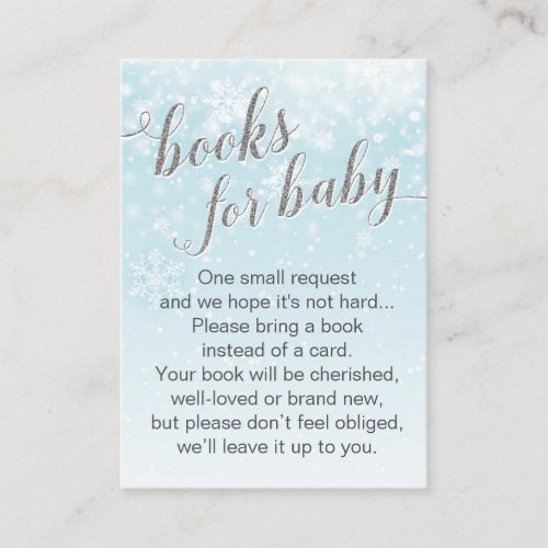 Winter Snowflake Blue Baby Boy Shower Book Request Enclosure Card