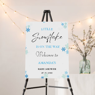 Winter Snowflake blue Baby Shower Welcome Sign