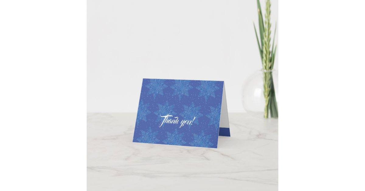 Winter Snowflake Blue Customized Note Card | Zazzle
