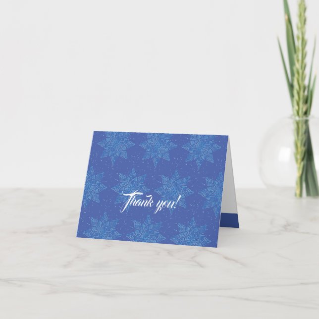 Winter Snowflake Blue Customized Note Card (Front)