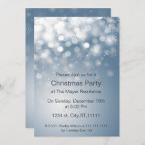 winter snowflake blue Holiday party Invitation