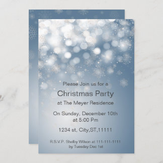 winter snowflake blue Holiday party Invitation