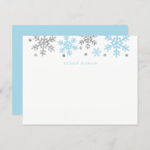 Winter Snowflake Blue/Silver Flat Note Card