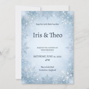 Winter Snowflake Blue Silver Personalized Wedding  Invitation