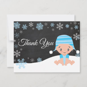 Winter Snowflake Blue Thank You Card