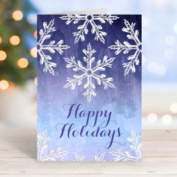 Winter Snowflake Blue Watercolor Business Holiday Card by Plush_Paper at Zazzle