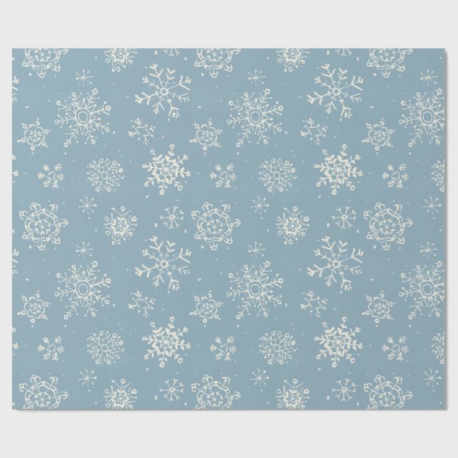 Winter Snowflake Blue Watercolor Wrapping Paper (Flat)