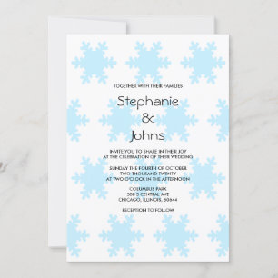 Winter Snowflake Blue White Trendy Elegant Wedding Invitation