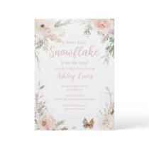 Winter Snowflake Blush Watercolor leaves Invitation