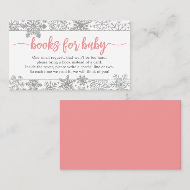 Winter Snowflake Book Request Baby Shower Enclosure Card (Front/Back)