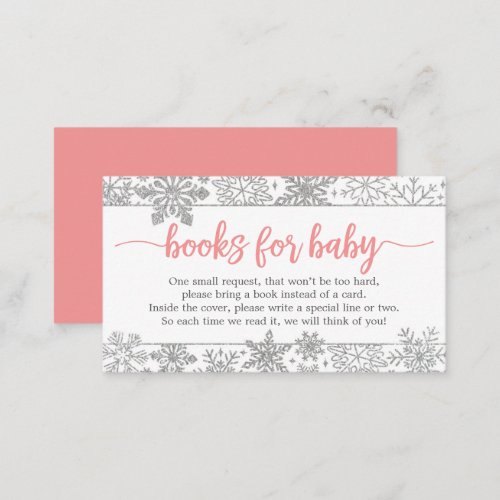 Winter Snowflake Book Request Baby Shower Enclosure Card