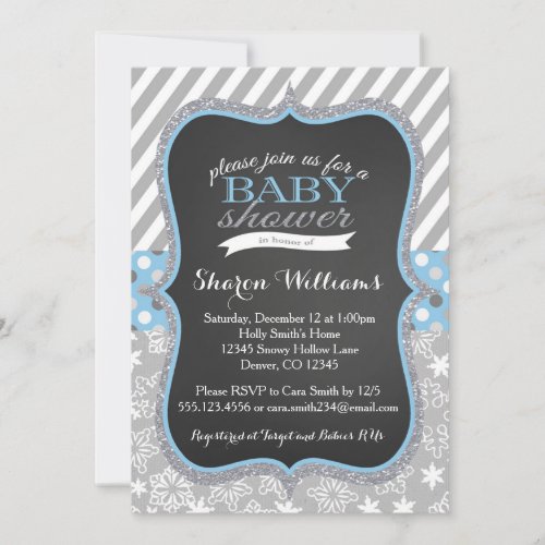 Winter Snowflake Boy Baby Shower invitation