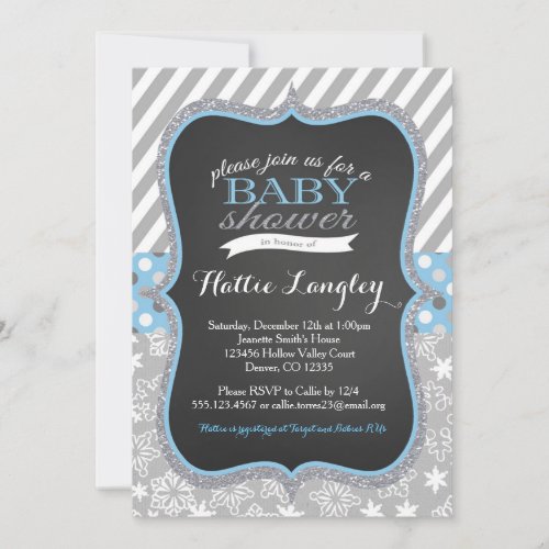 Winter Snowflake Boy Baby Shower invitation