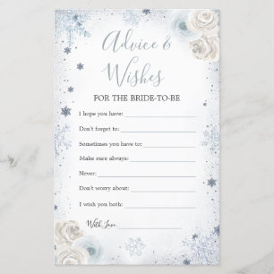 Winter Snowflake Bridal Shower Advice and Wishes