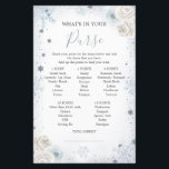 Winter Snowflake Bridal Shower Purse Game<br><div class="desc">Winter Snowflake Bridal Shower What's in Your Purse Game</div>