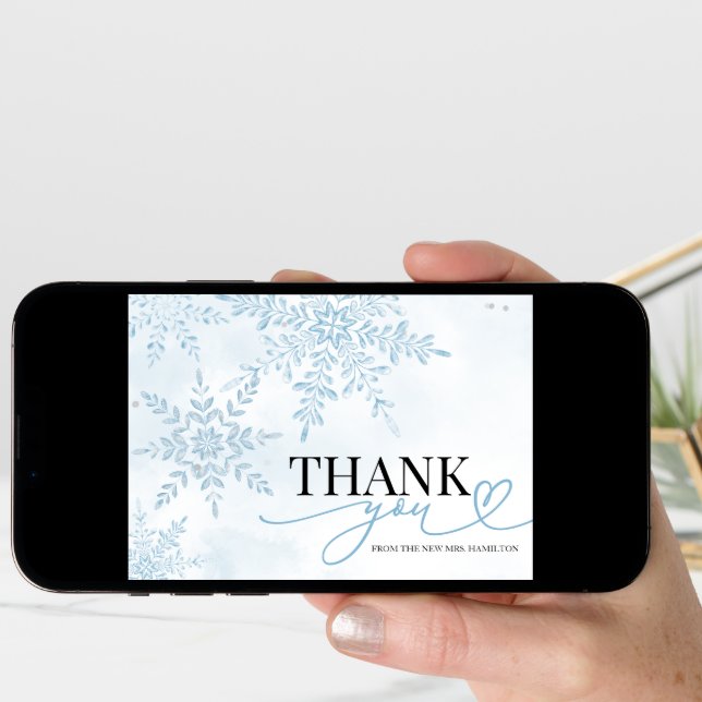 Winter Snowflake Bridal Shower Thank You Card (Front Digital)