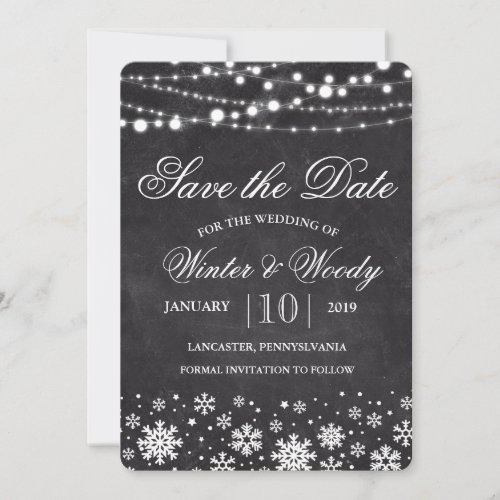 Winter Snowflake Chalk Save the Date Invitation
