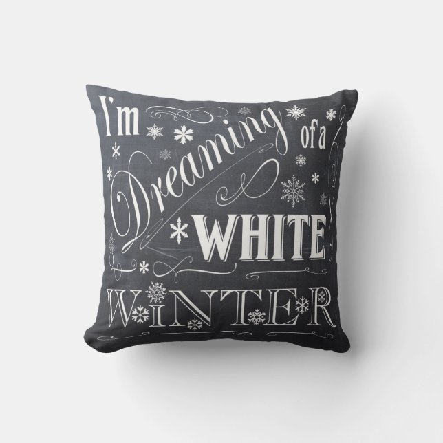 Winter snowflake chalkboard art pillow (Front)
