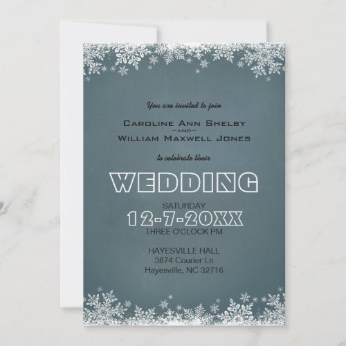 Winter Snowflake Chalkboard Wedding Invitation