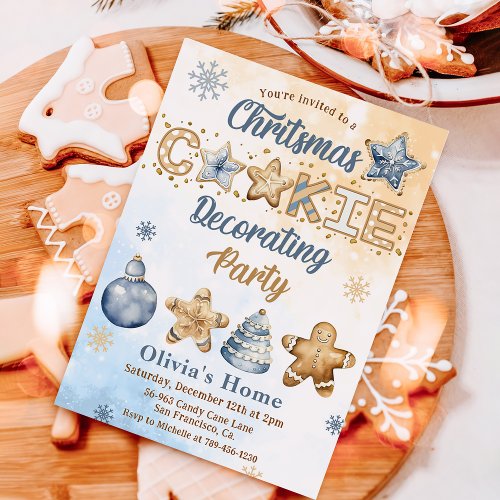 Winter Snowflake Christmas Cookie Party Invitation