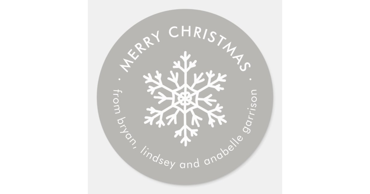 Winter Snowflake Christmas Gift Tag Round Stickers | Zazzle