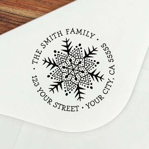 Winter snowflake Christmas holiday return address Self_inking Stamp