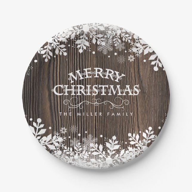 Winter Snowflake, Christmas Paper Plates (Front)