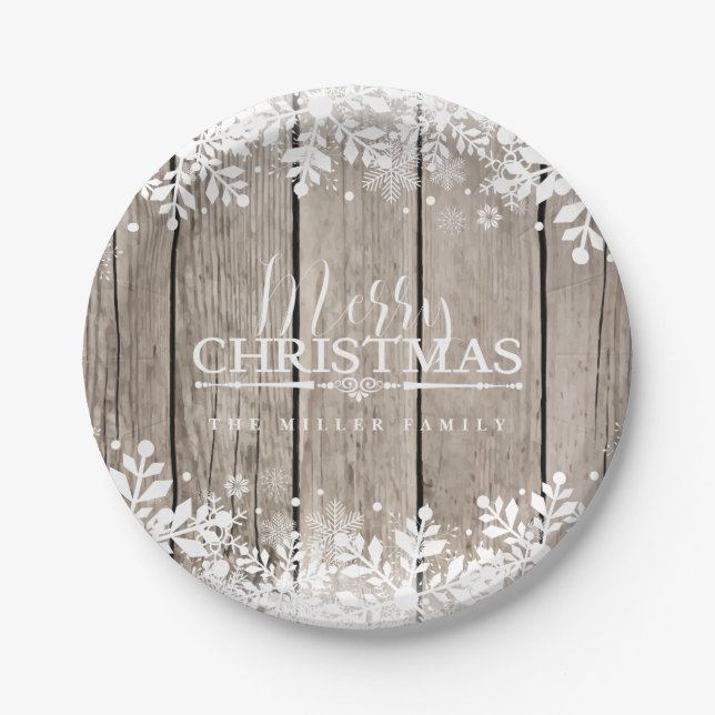Winter Snowflake, Christmas Paper Plates (Front)