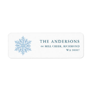 Winter snowflake Christmas return address Label