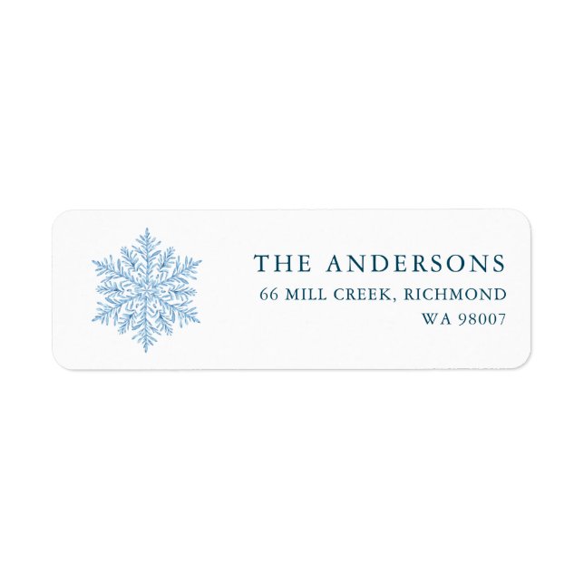 Winter snowflake Christmas return address Label (Front)