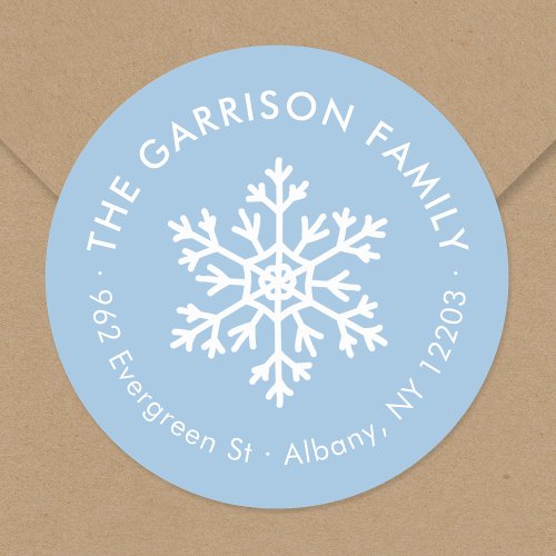 Winter Snowflake Circle Return Address Label