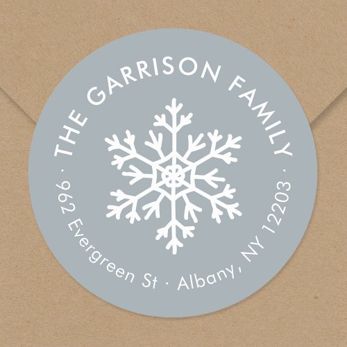 Winter Snowflake Circle Return Address Label