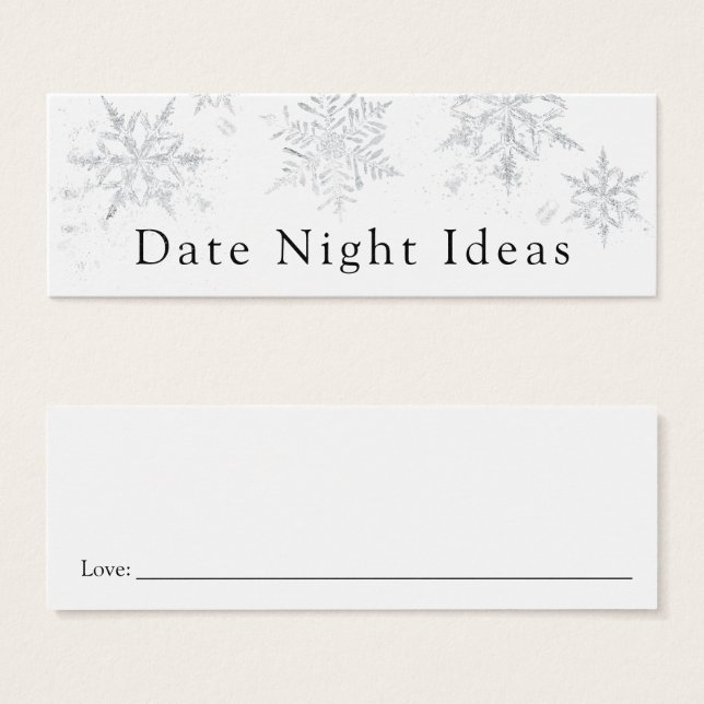 Winter Snowflake Date Night Bridal Shower Card (Front & Back)