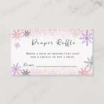 Winter Snowflake Diaper Raffle Baby Shower Glitter Enclosure Card