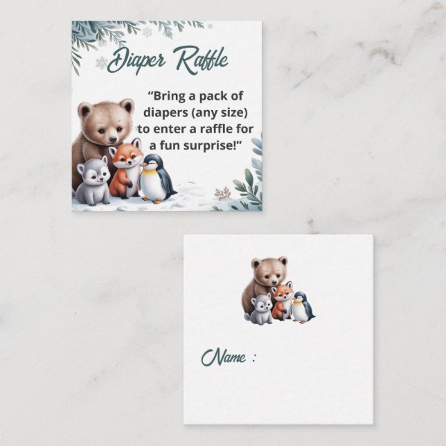 Winter Snowflake Diaper Raffle Ticket Insert (Front/Back)