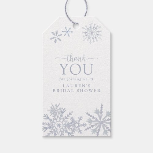 Winter Snowflake Dusty Blue Shower Thank You Gift Tags