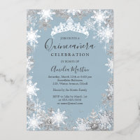Winter Snowflake Dusty Blue Silver Quinceanera