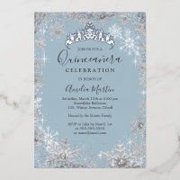 Winter Snowflake Dusty Blue Silver Quinceanera
