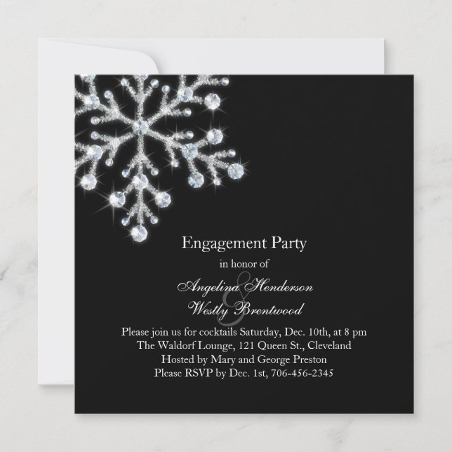 Winter Snowflake Engagement Party Invitation (Front)
