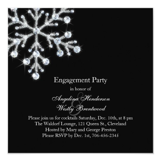 Winter Snowflake Engagement Party Invitation