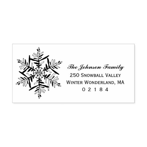 Winter Snowflake Etching Christmas Return Address Rubber Stamp