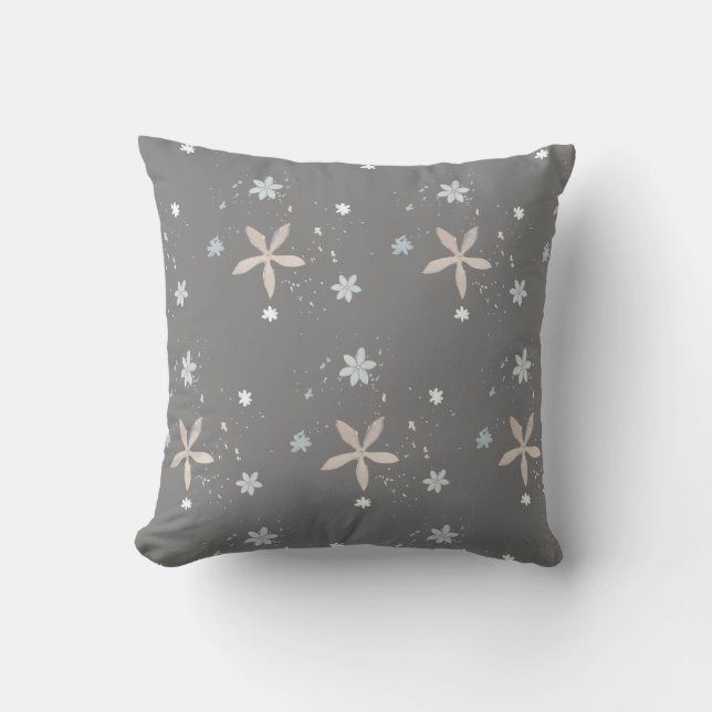 Winter Snowflake Flowers Throw Pillow (Front)