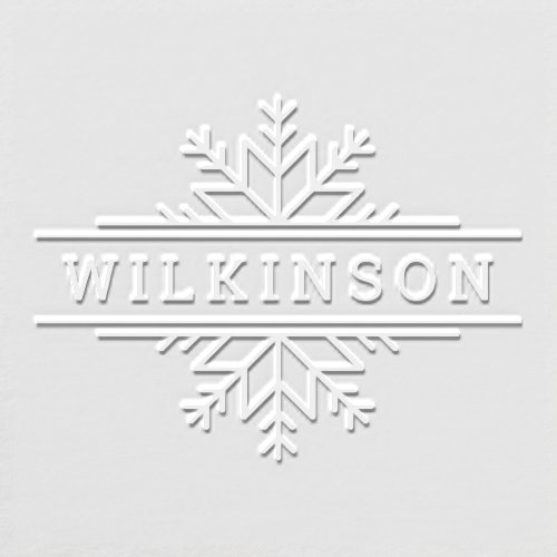 Winter Snowflake Frame Custom Last Name Holiday Embosser