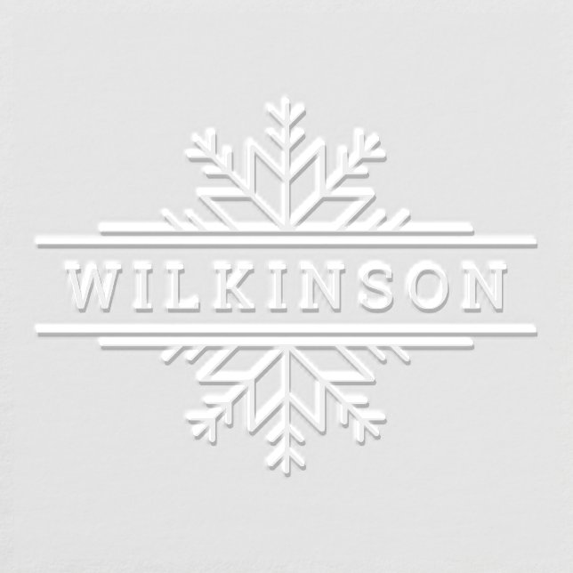 Winter Snowflake Frame Custom Last Name Holiday Embosser (Design)