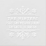 Winter Snowflake Frame Holiday Address Embosser<br><div class="desc">Snowflakes frame a classic block family name and address in this charming winter return address embosser. The seasonal framing makes holiday card mailings feel festive while staying elegant and timeless. Easily personalize with your family name and full address. A lovely Christmas gift for new homeowners or anyone who loves sending...</div>
