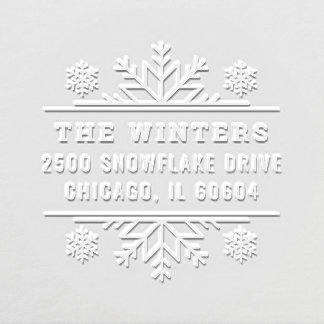 Winter Snowflake Frame Holiday Return Address Embosser