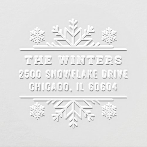 Winter Snowflake Frame Holiday Return Address Embosser