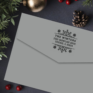 Winter Snowflake Frame Holiday Return Address Self-inking Stamp