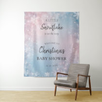 Winter Snowflake Gender Neutral Baby Shower Sign Tapestry